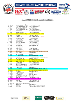 Calendrier route cadets 2017 - comit&eacute; Haute