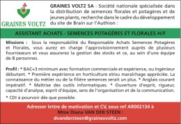 ASSISTANT AchATS - SEmENcES POTAG&egrave;RES ET