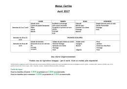 Menu AVRIL - Auriol