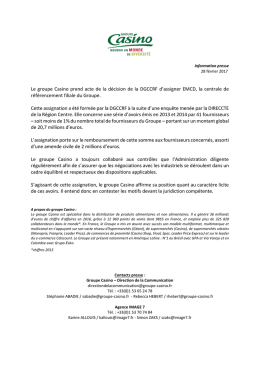 Le groupe Casino prend acte de la d&eacute;cision de la DGCCRF d