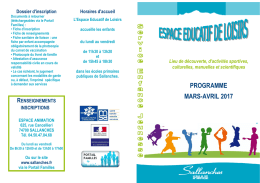 Programme des activités mars et avril 2017