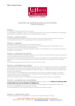 Contrat de r&eacute;servation - Site internet de La Haute Cormerie