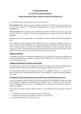 Avis de projet de fusion