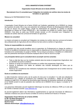 Recrutement d`un (1) consultant pour l`int