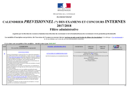 Calendrier pr&eacute;visionnel recrutements internes Fili&egrave;re ADM 2017-2018