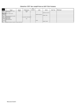 Calendrier 2017 des compétitions au Golf