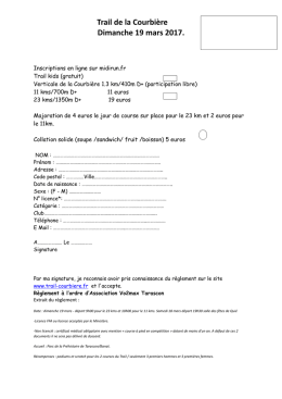 Trail de la Courbière Dimanche 19 mars 2017.