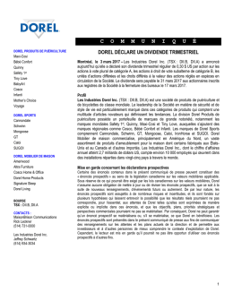 communiqu &eacute; - Dorel Industries