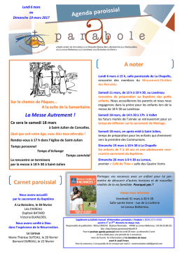 Carnet paroissial A noter