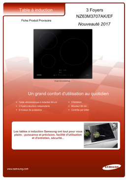 Table à induction 3 Foyers NZ63M3707AK/EF Nouveauté
