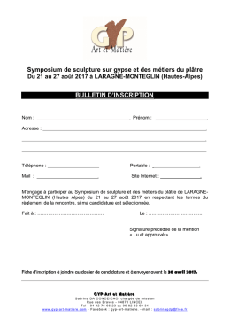 Fiche d`inscription - GYP Art et Mati&egrave;re