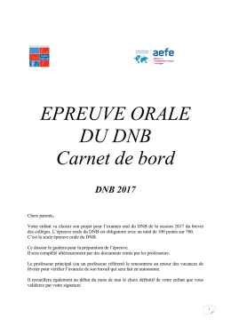 EPREUVE ORALE DU DNB Carnet de bord DNB 2017