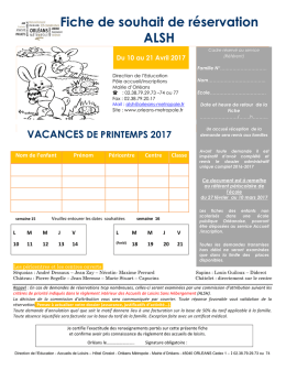 fiche de souhait vacances de Printemps 2017