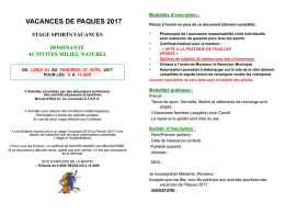STAGE SPORTS VACANCES DOMINANTE MILIEU