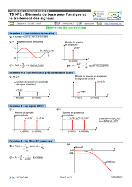 TD N°1 : Eléments de base pour l`analyse et le traitement des