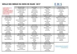 Le menu du mois de mars 2017 - Mairie de Loon