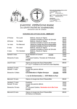 HORAIRES DES OFFICES DIVINS : MARS 2017 27