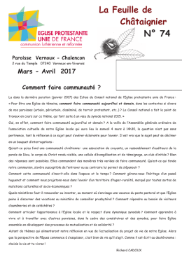 T&eacute;l&eacute;charger La Feuille de Ch&acirc;taignier. (Mars &ndash; Avril 2017 N&deg; 74)