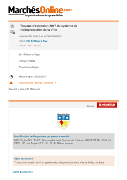 Travaux d`extension 2017 du système de vidéoprotection de la Ville