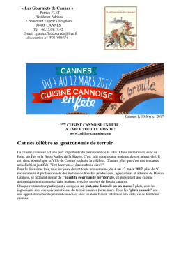 Cannes c&eacute;l&egrave;bre sa gastronomie de terroir