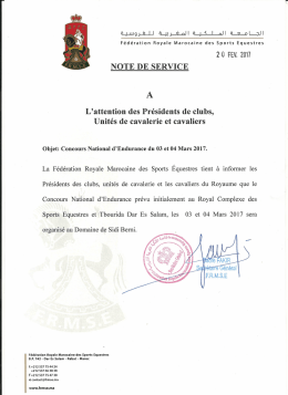 NOTE DE SERVICE L`attention desPr&eacute;sidents declubs