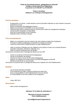 Poste Coordinateur Pédagogique et éducatif