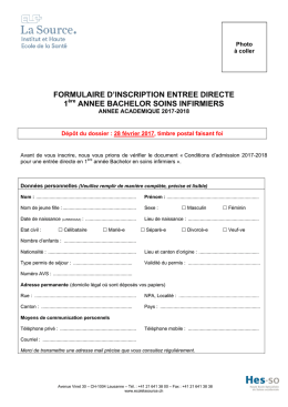 Bachelor Formulaire d`inscription 2017-2018