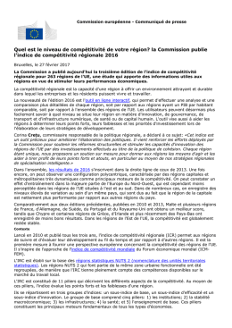 Quel est le niveau de compétitivité de votre région? la