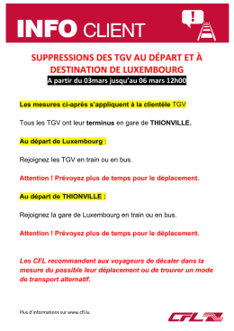 suppressions des tgv au d&eacute;part et &agrave; destination de luxembourg