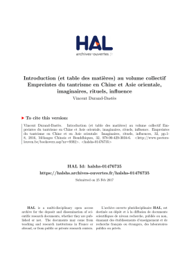 Introduction (et table des matières) au volume collectif - Hal-SHS