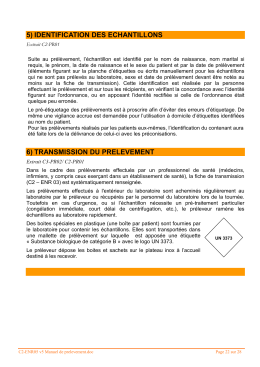 5) identification des echantillons 6) transmission du prelevement