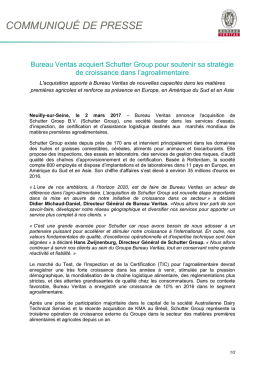 Bureau Veritas acquiert Schutter Group pour soutenir sa