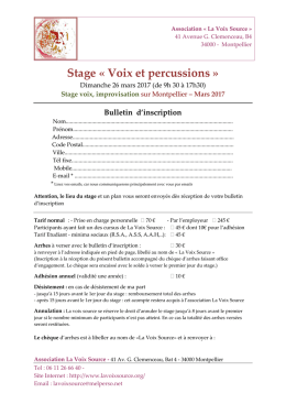 Stage &laquo; Voix et percussions