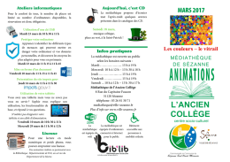 Animations de la M&eacute;diath&egrave;que de l`Ancien Coll&egrave;ge