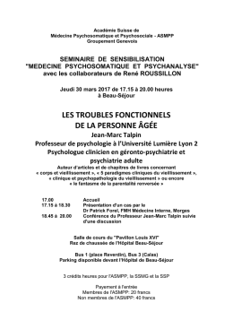 LES TROUBLES FONCTIONNELS DE LA PERSONNE &Acirc;G&Eacute;E Jean