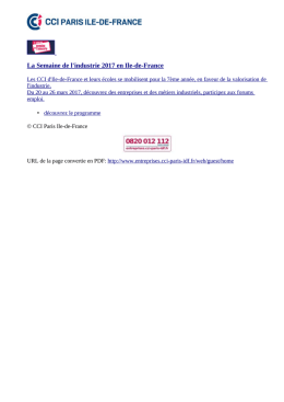 La Semaine de l`industrie 2017 en Ile-de-France