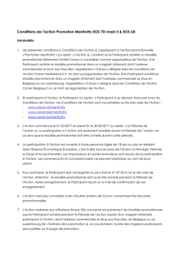 Conditions de l`action Promotion Manfrotto EOS 7D
