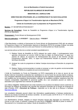 Avis de Manifestation d`Int&eacute;r&ecirc;t International REPUBLIQUE