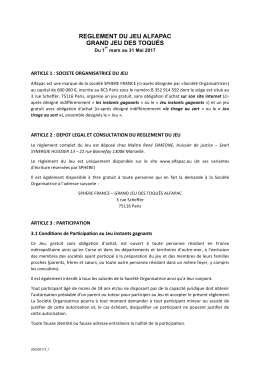 reglement du jeu alfapac grand jeu des toqu&eacute;s