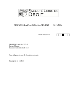 Epreuve de droit des obligations &ndash; Concours 2014