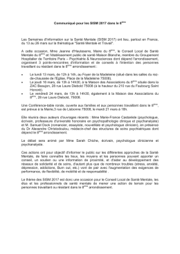 Communiqu&eacute; pour les SISM 2017 dans le 8&egrave;me Les Semaines d