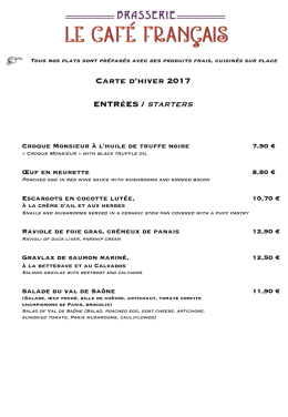 Carte d`hiver 2017 ENTRéES / STARTERS