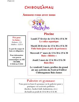 Activités du service des loisirs