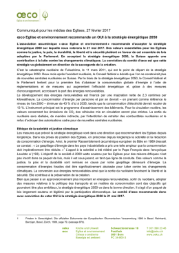 Communiqu&eacute; de presse - oeku Kirche und Umwelt