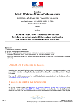 Bar&egrave;me kilom&eacute;trique - BOFiP