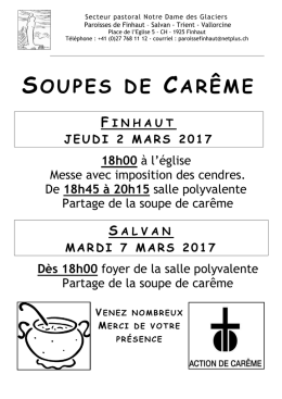 Soupes de carême - Diocèse d`Annecy