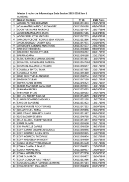 Master 1 recherche Informatique 2nde Session 2015 - ufhb