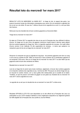 Résultat loto du mercredi 1er mars 2017