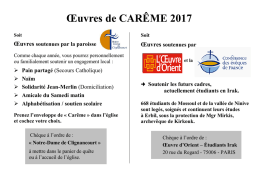 Œuvres de CARÊME 2017 - Paroisse Notre Dame de Clignancourt