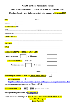 Bulletin d`inscription &agrave; la Soir&eacute;e Navalaise